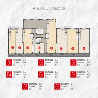A Blok Dükkan Planı